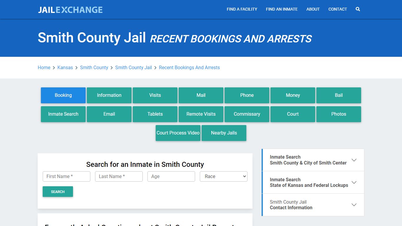 Smith County Jail KS Recent Arrests and Bookings - Jail Exchange