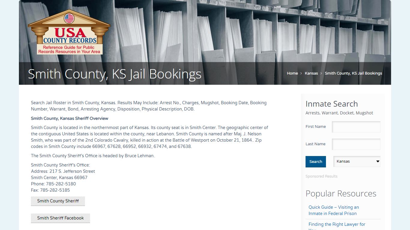 Smith County, KS Jail Bookings | Name Search