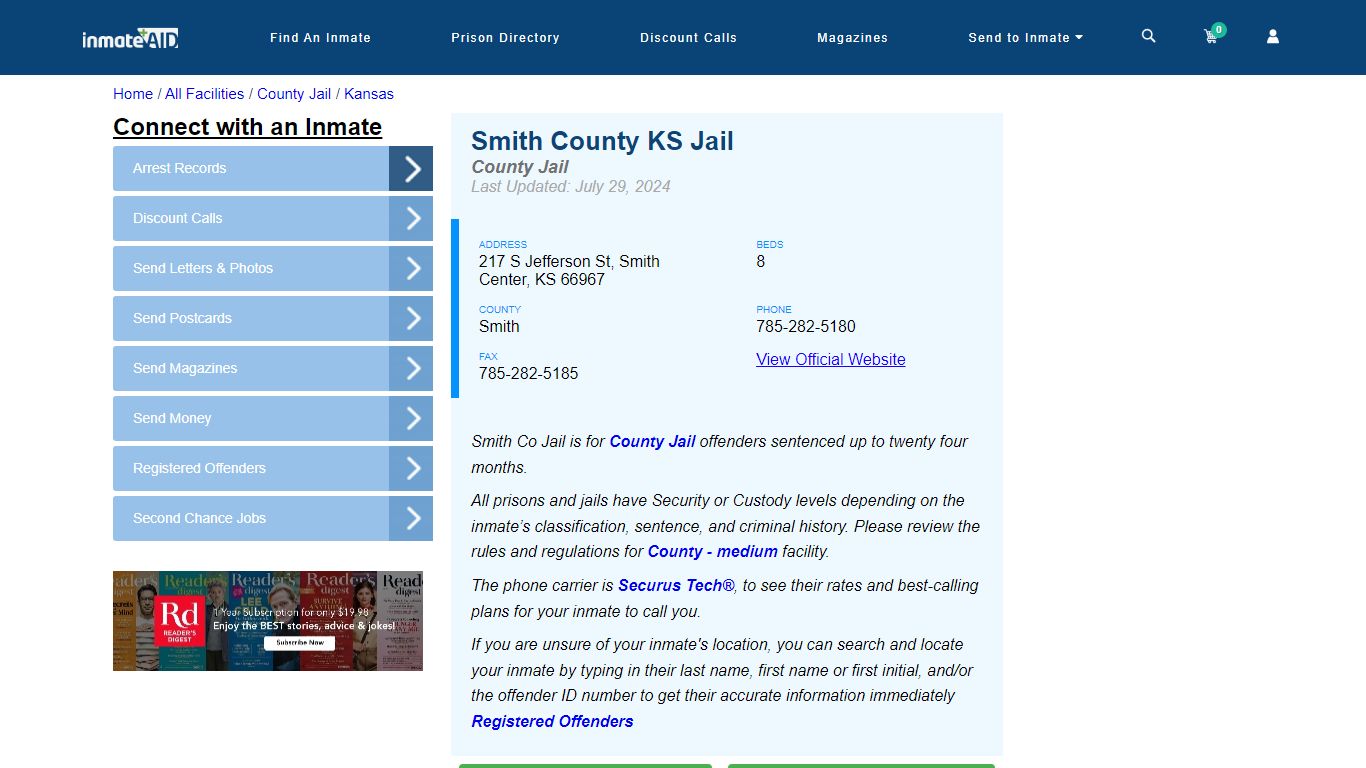 Smith County KS Jail - Inmate Locator